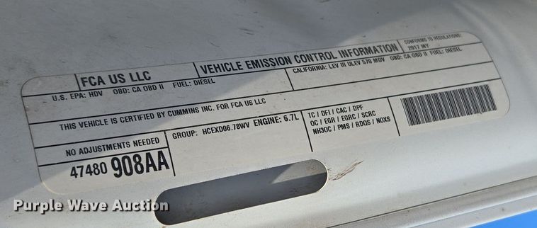 image for item ER5065 2017 Dodge Ram 3500 Crew Cab flatbed pickup truck