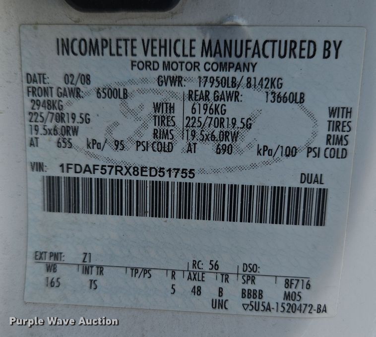 image for item ER5067 2008 Ford F550 Super Duty truck cab and chassis