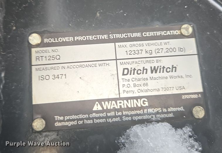 image for item ER5073 2018 Ditch Witch RT125 Quad vibratory cable plow