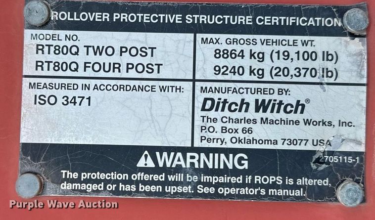 image for item ER5074 2013 Ditch Witch RT80 Quad vibratory cable plow