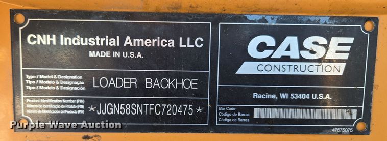 image for item ER5077 2015 Case 580 Super N backhoe