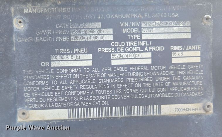 image for item ER5079 2019 Vac-Tron CVGT vacuum excavator