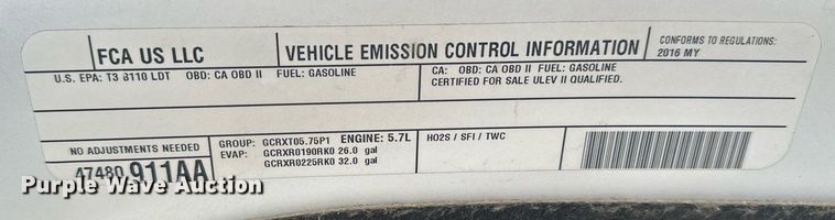 image for item ER5088 2016 Dodge Ram 1500 Quad Cab pickup truck