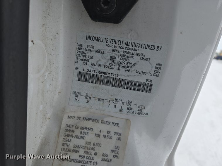 image for item ER5092 2008 Ford F550 Super Duty XL truck cab and chassis