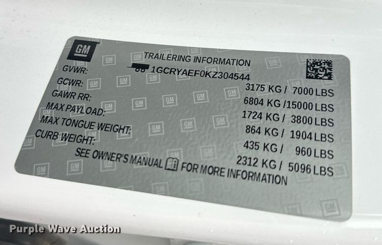 image for item ER5096 2019 Chevrolet Silverado 1500 Double Cab pickup truck