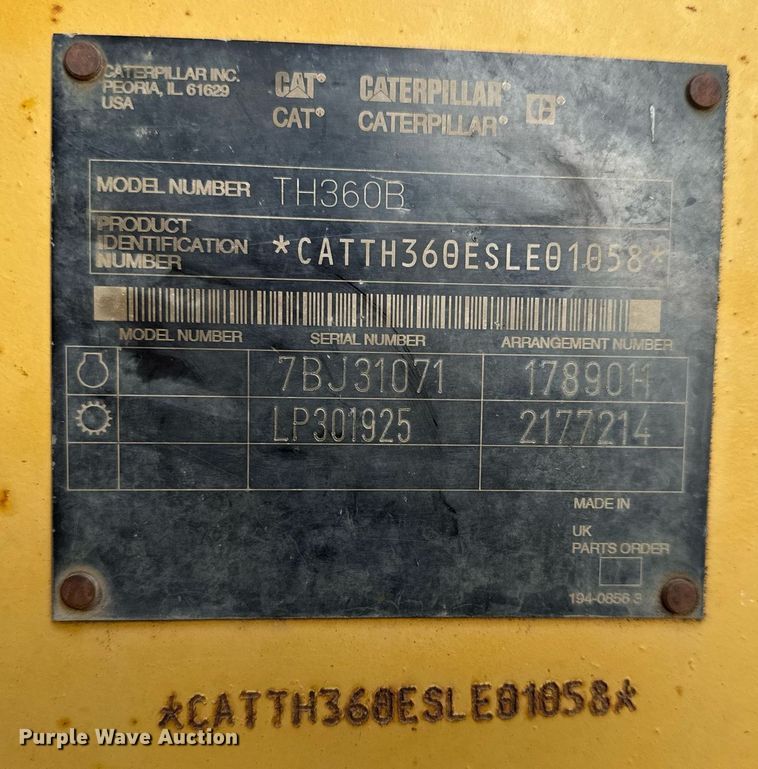 image for item LH9430 2004 Caterpillar TH360B telehandler