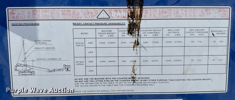 image for item LH9433 2008 Aichi SR21AJ/ISR70J boom lift