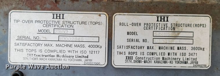 image for item NB9778 2008 IHI 25NX2 mini excavator