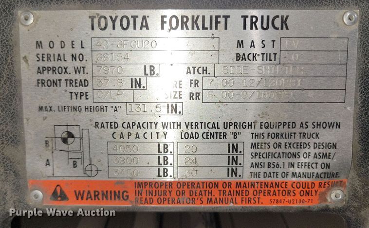image for item OH9507 1998 Toyota  426FGU20 forklift