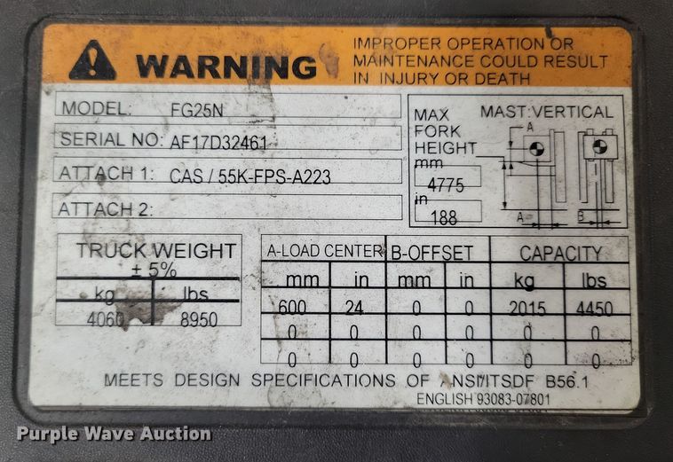 image for item OH9508 Mitsubishi FG25N forklift