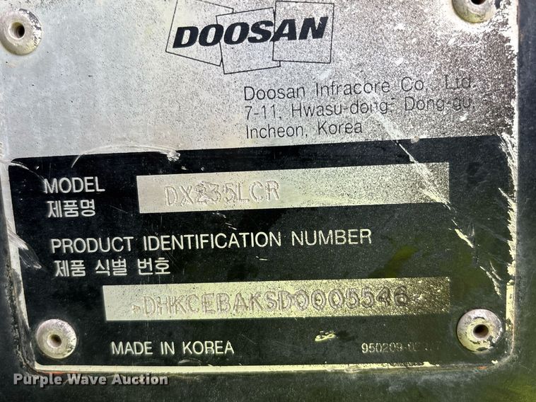 image for item YA0168 2013 Doosan DX235LCR excavator
