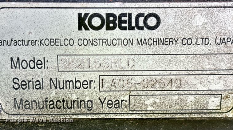 image for item YA0169 2012 Kobelco SK215SRLC excavator