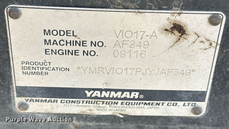 image for item YA0172 2018 Yanmar VIO17-A mini excavator