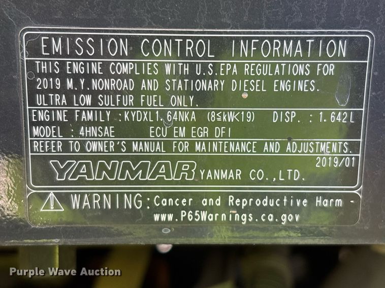 image for item YA0173 2019 Yanmar VIO35-6A mini excavator