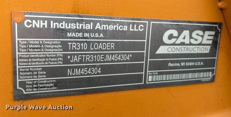 image for item YA0176 2018 Case TR310 tracked skid steer loader