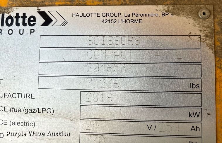 image for item YA0178 2018 Haulotte 3947 E scissor lift