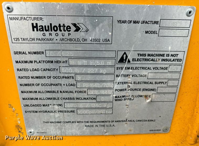 image for item YA0183 2018 Haulotte 1931E scissor lift