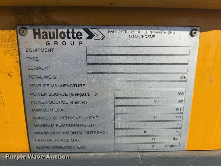image for item YA0190 2019 Haulotte Star 20 AC E vertical lift