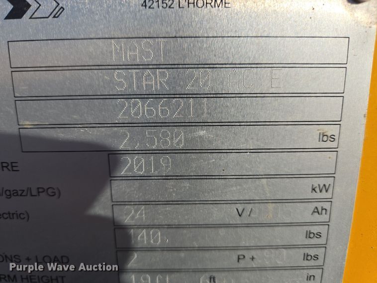 image for item YA0190 2019 Haulotte Star 20 AC E vertical lift