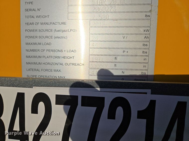 image for item YA0199 2019 Haulotte Star 20 AC E vertical lift