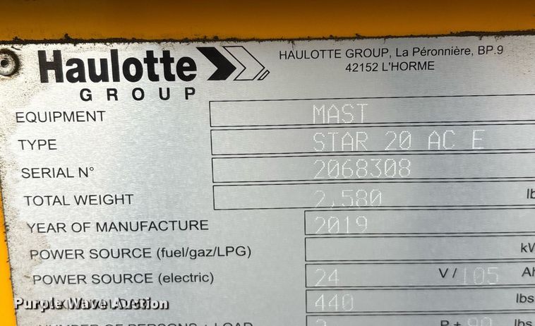 image for item YA0200 2019 Haulotte Star 20 AC E vertical lift