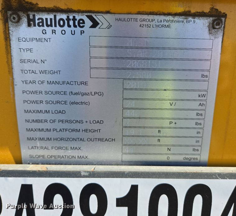 image for item YA0202 2019 Haulotte Star 20 AC E vertical lift