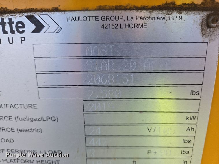 image for item YA0202 2019 Haulotte Star 20 AC E vertical lift