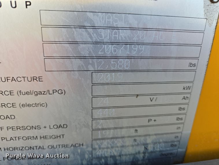 image for item YA0205 2019 Haulotte Star 20 AC E vertical lift