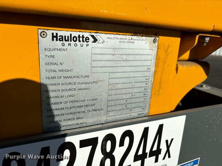 image for item YA0206 2019 Haulotte Star 20 AC E vertical lift