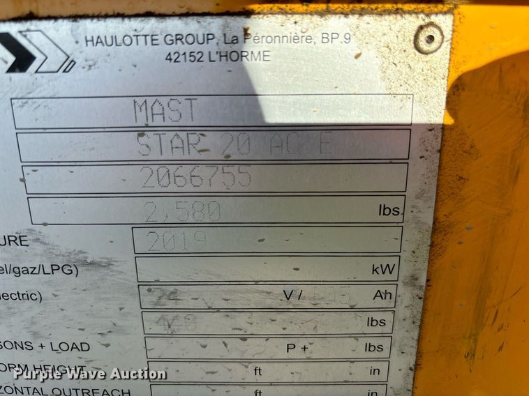 image for item YA0206 2019 Haulotte Star 20 AC E vertical lift