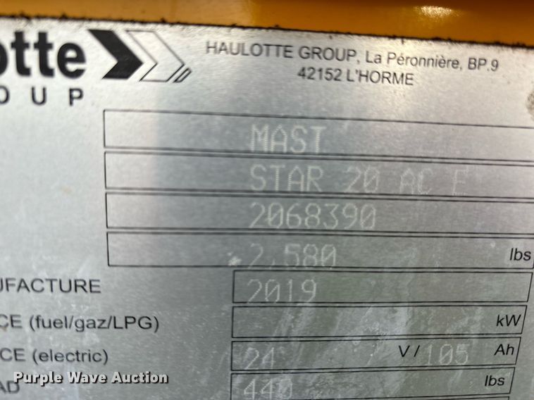 image for item YA0212 2019 Haulotte Star 20 AC E vertical lift