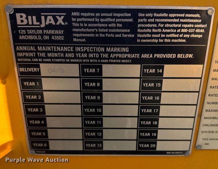 image for item YA0213 2019 Biljax 4527A boom lift