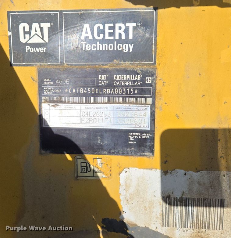 image for item YA0218 2013 Caterpillar 450E backhoe