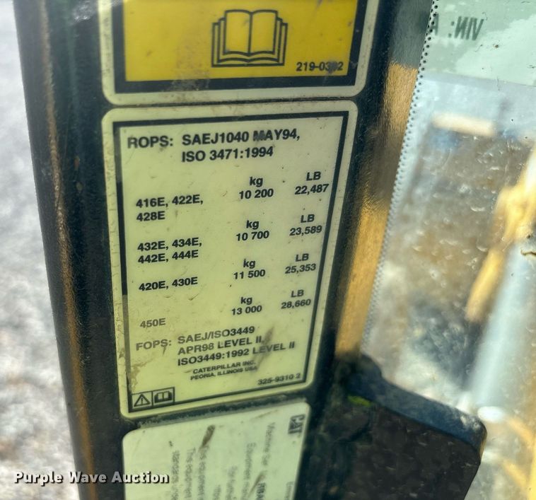 image for item YA0219 2012 Caterpillar 450E backhoe