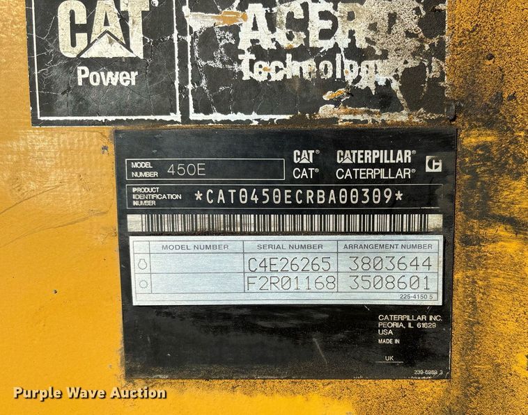 image for item YA0219 2012 Caterpillar 450E backhoe