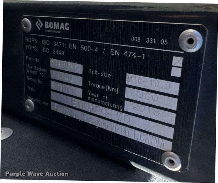 image for item YA0224 2019 Bomag BW 900-50 double drum vibratory roller