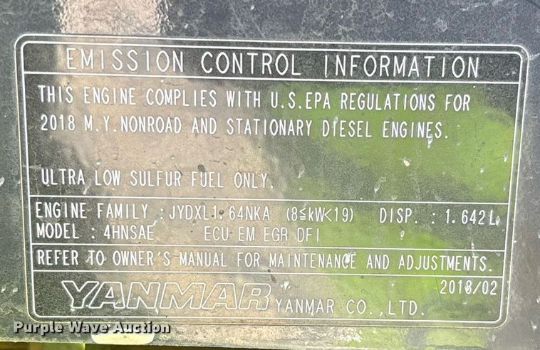 image for item YA0227 2018 Yanmar VIO35-6A mini excavator