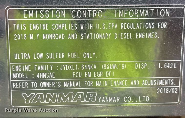 image for item YA0228 2018 Yanmar ViO35-6A mini excavator