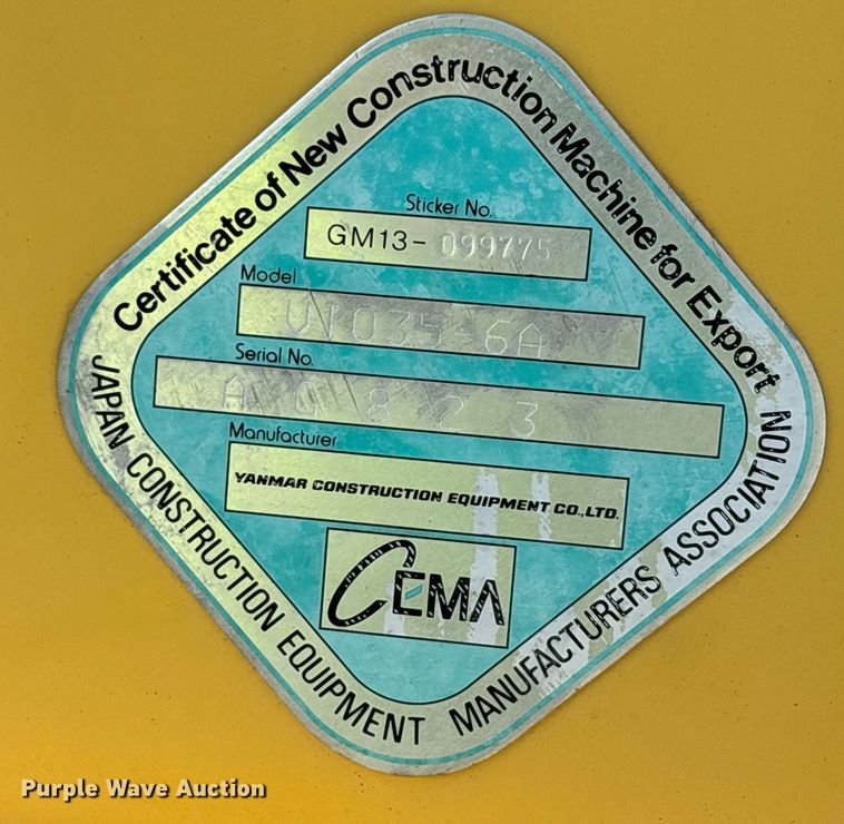 image for item YA0228 2018 Yanmar ViO35-6A mini excavator