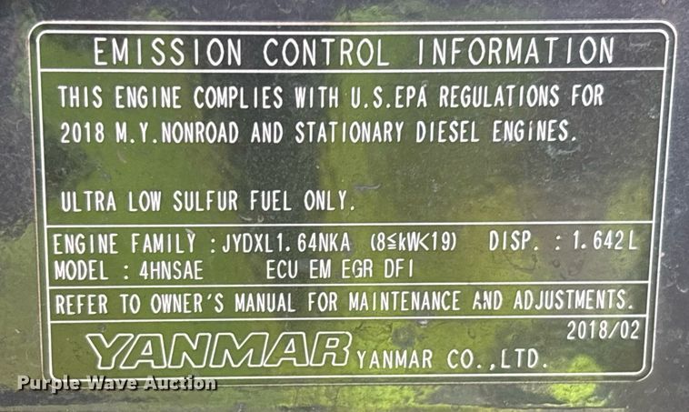 image for item YA0230 2018 Yanmar VIO35-6A mini excavator