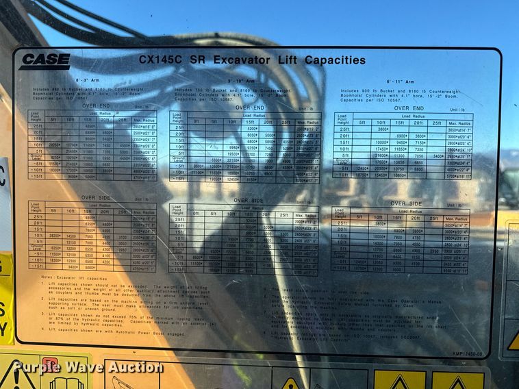 image for item YA0231 2016 Case CX145C excavator