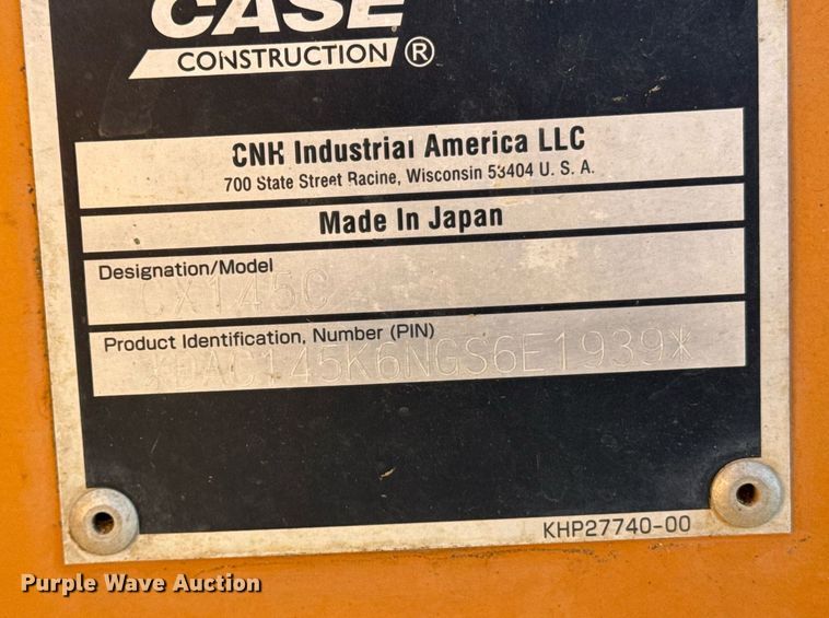 image for item YA0231 2016 Case CX145C excavator