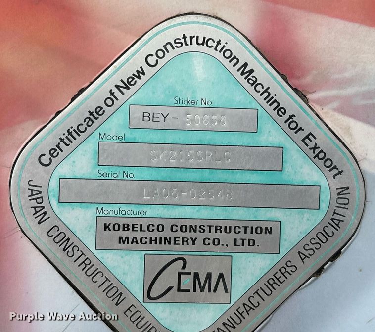 image for item YA0232 2012 Kobelco SK215SRLC excavator