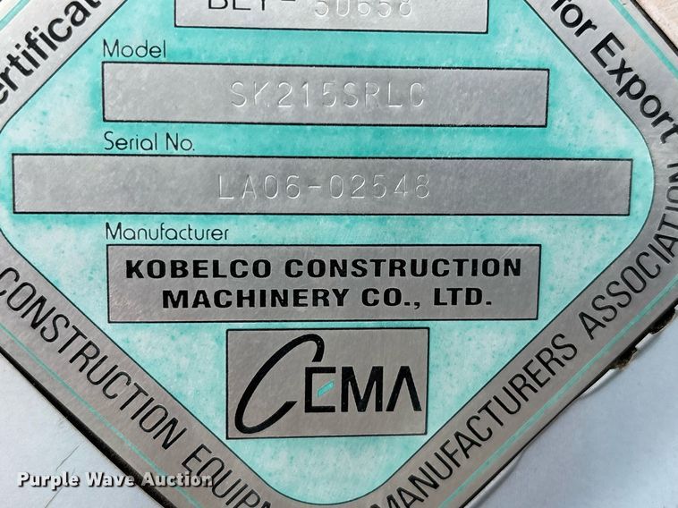 image for item YA0232 2012 Kobelco SK215SRLC excavator