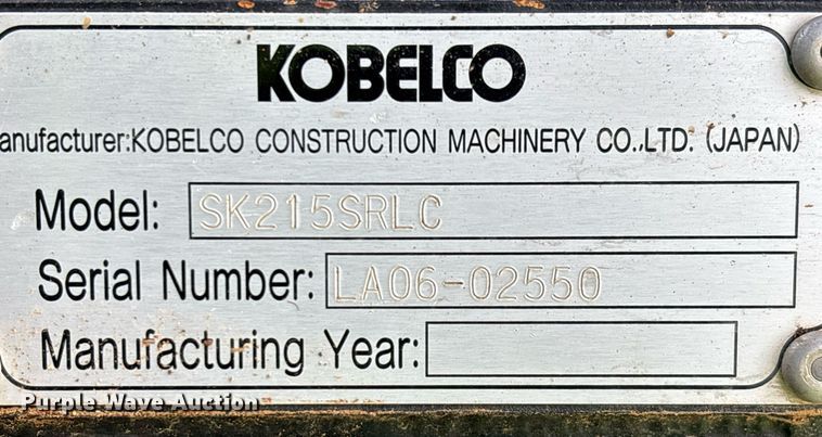 image for item YA0233 2012 Kobelco SK215SRLC excavator