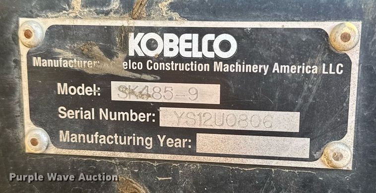 image for item YA0235 2012 Kobelco SK485-9 excavator