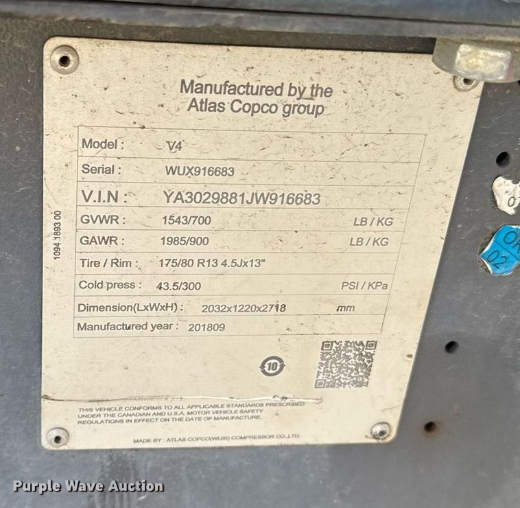 image for item YA0242 2018 Atlas Copco V4 light plant