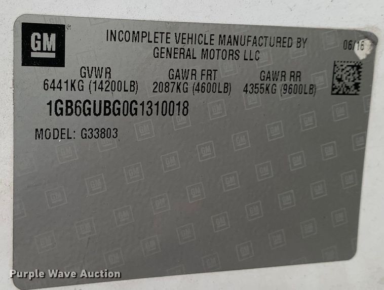 image for item DM1765 2016 Chevrolet  4500 shuttle bus