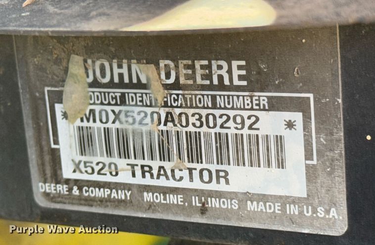image for item DO0240 2008 John Deere X520 lawn mower