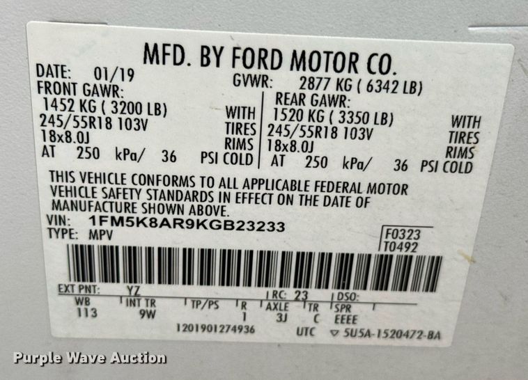 image for item DO0543 2019 Ford Explorer Police Interceptor SUV